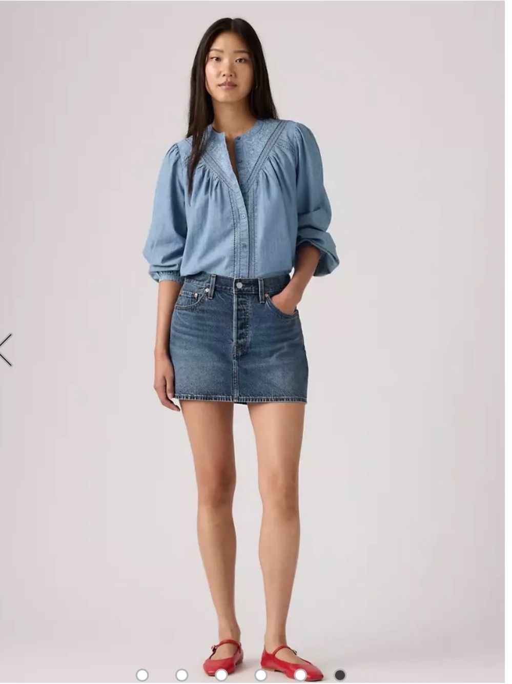 NWOT! Levi's Icon Denim Mini Skirt Jean Dark Medium Classic Wash sz 30 - Picture 5 of 9